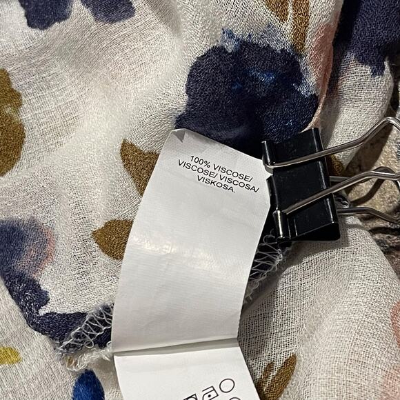 Lucky Brand Womens Top Tie Neck Button Floral Gauzy Beachy Watercolor Medium EE - Picture 4 of 9